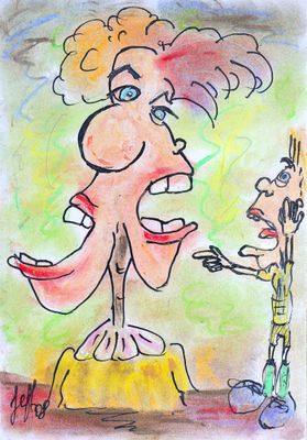 dessin représentant un homme et une femme en train de discuter