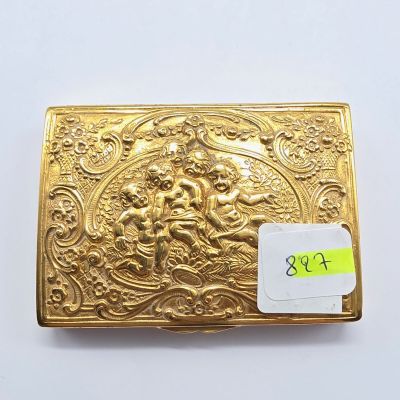 étui à cartes de visite plaqué or orné de l'image d'un homme à cheval