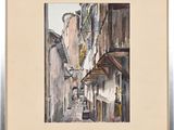 une image représentant un tableau représentant une scène de rue, dans un cadre