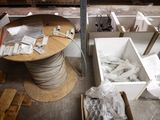 an aerial view of a table with a bunch of wires in it
