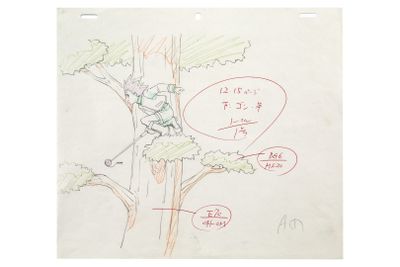 un dessin représentant un arbre sur lequel se trouve un oiseau