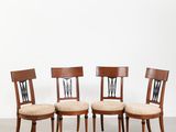 lot de quatre chaises de salle à manger avec dossier rembourré