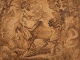 tableau représentant une femme à cheval dans une forêt