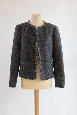 a close up of a mannequin with a jacket on it