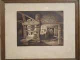 tableau représentant une femme assise sur une chaise devant un lit