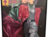 a painting of a woman in a red coat