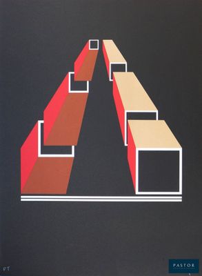 une image représentant une affiche noire et rouge sur laquelle figure un triangle rouge et blanc
