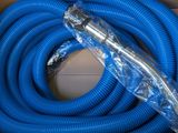 a blue hose that has been wrapped in plastic