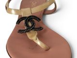 chanel sandals with beading on the toe and ankle