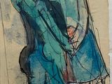 drawing of a man and a woman hugging each other on a piece of paper