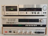 three different types of audio equipment stacked on top of each other