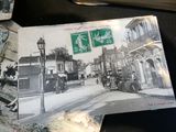 a picture of a postcard with a picture of a street