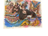a painting of a group of people on a boat