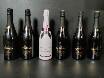 Lot de 6 bouteilles de champagne 75cl : 5 Chocolate in a bot… - Photo 1