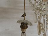 a chandelier hanging from the ceiling in a room