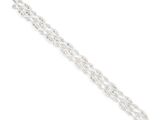 a close up of a silver chain bracelet on a white background