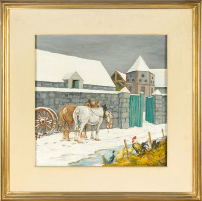Daniel ROUVIÈRE (1913-1985) Chevaux d'attelage et volatiles …