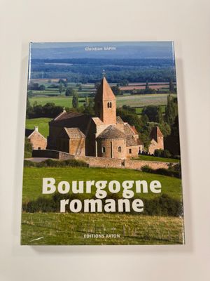 the book cover of bourgonnee romane, with a church in the background
