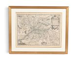a framed map of the city of london in a wooden frame