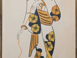 une image représentant un tableau où l'on voit une femme promener son chien