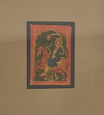 a picture of a painting of a man riding a horse