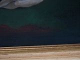 a painting of a bird that is sitting on a table