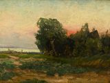 une image représentant un tableau représentant un paysage avec un chemin de terre