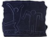 an image of a drawing of two people on a piece of black paper