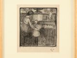 an image of a drawing of a woman sitting at a table