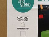 the box is open to show the contents of a green container