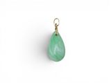 a green jade tear pendant on a gold plated chain
