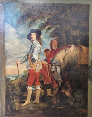 painting of a man riding a horse next to another man on a horse