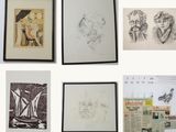 de nombreux types de dessins exposés sur le mur