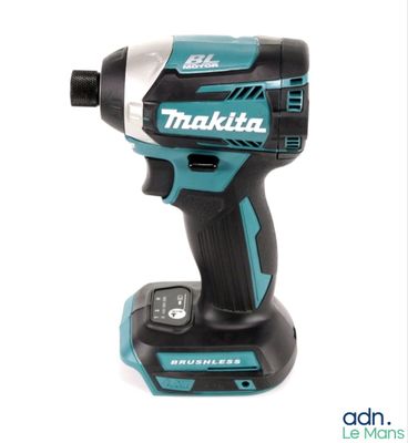 a close up of a cordless drill on a white background