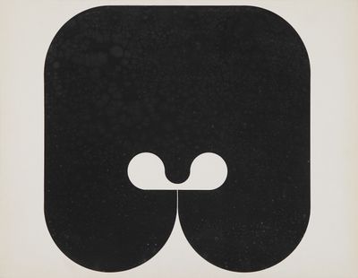 une image représentant une affiche en noir et blanc avec deux cercles blancs