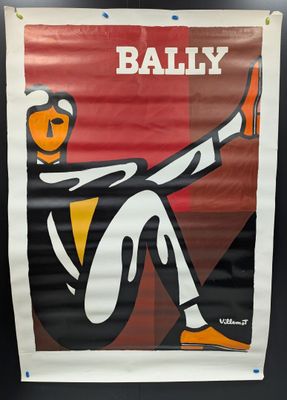 une affiche représentant un homme assis sur des toilettes