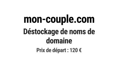 Nom de domaine mon-couple.com. Catégorie: Services à la pers…