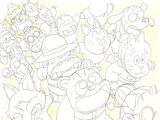 drawing of a bunch of cartoon characters in a group