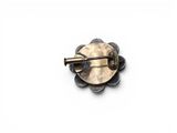 silver and gold flower brooch pin with crystal center