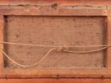 a picture of a wooden frame with a rope on it