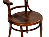 chair made of wood with curved arms and a wooden seat