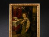 une image d'un tableau représentant une femme assise à une table