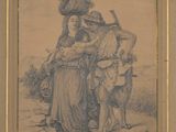 an old picture of a woman carrying a child on her back