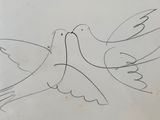 a stamp with a drawing of two doves on it