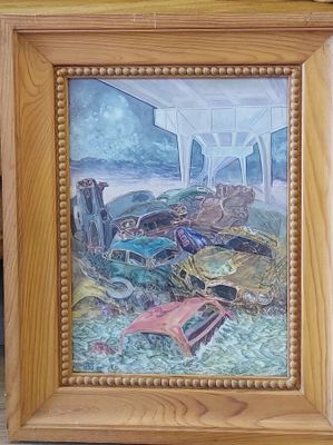 une photo d'un tableau représentant des crabes, dans un cadre