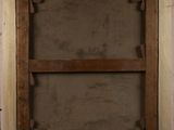 an old picture of a wooden frame with a window in it