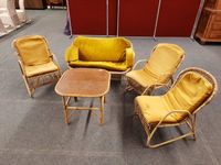 Salon en rotin et bambou courbé comprenant trois fauteuils à…
