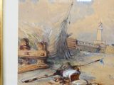 un tableau représentant un homme allongé par terre à côté d'un bateau