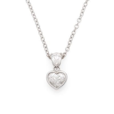 COLLIER présentant une suite de deux diamants l'un poire et …