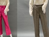two mannequins wearing different colored pants and a white shirt